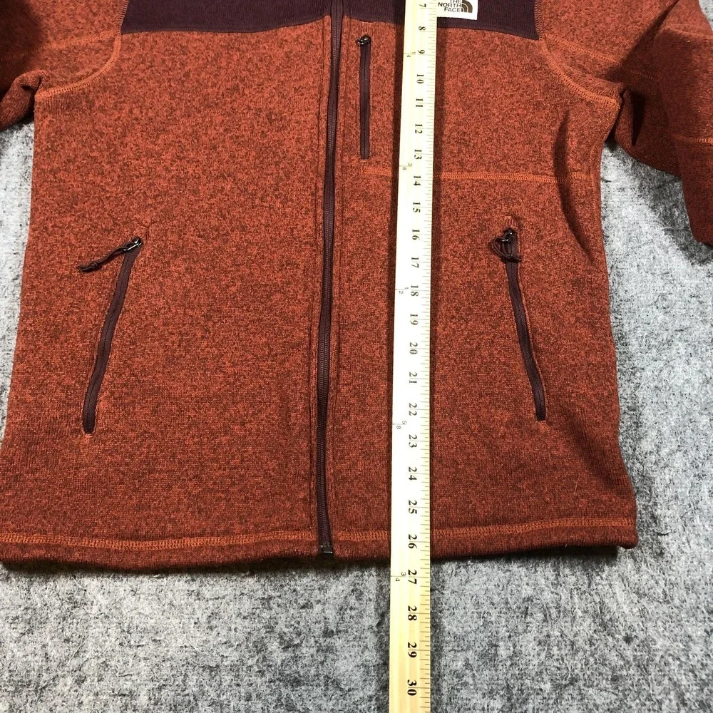 The North Face Mens M Brick Red Fleece Jacket Colorblock Full Zip Hiking‎